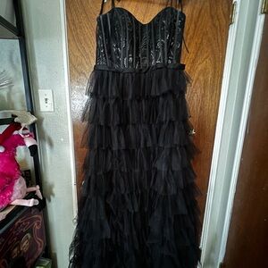 Mac Duggal Black Strapless Prom Dress